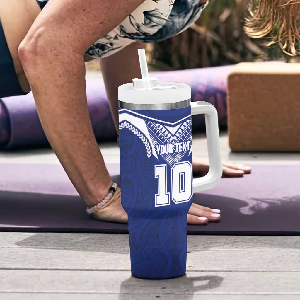 Custom Samoa Rugby Tumbler With Handle Pacific Motifs - Polynesian Pride