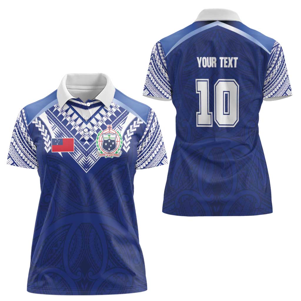 Custom Samoa Rugby Women Polo Shirt Pacific Motifs - Polynesian Pride