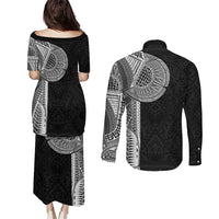 Samoan Tatau Couples Matching Puletasi and Long Sleeve Button Shirt Art Tribal Traditional Tattoos - Polynesian Pride