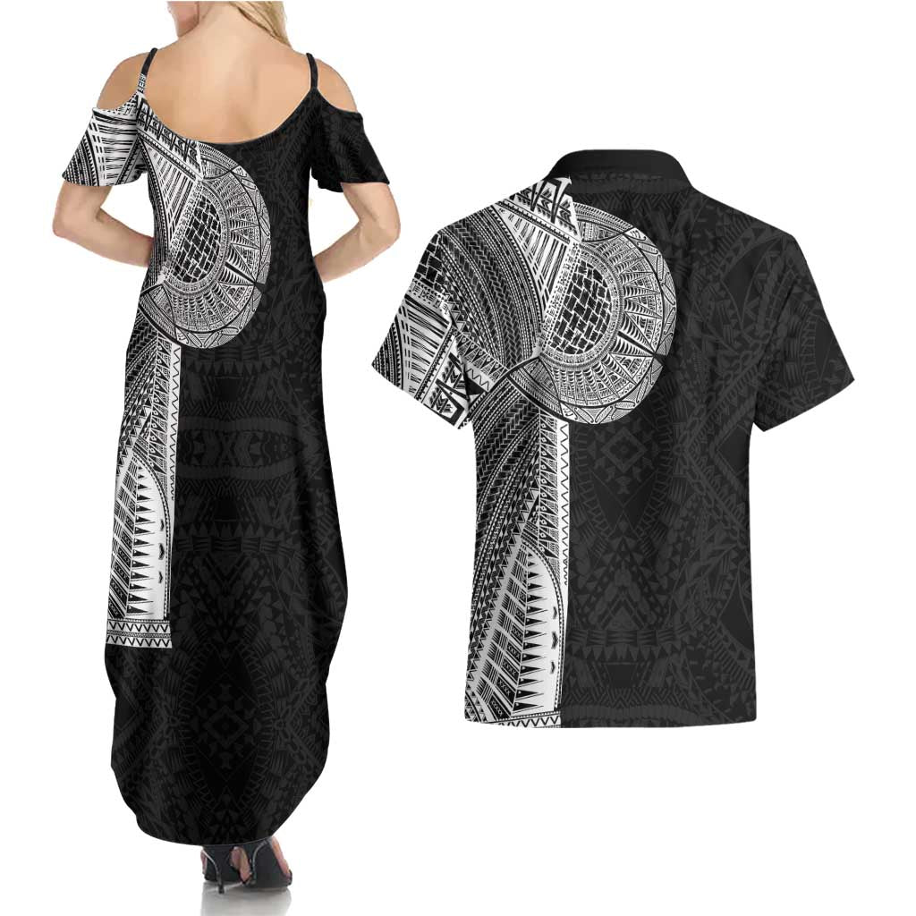 Samoan Tatau Couples Matching Summer Maxi Dress and Hawaiian Shirt Art Tribal Traditional Tattoos LT03 - Polynesian Pride