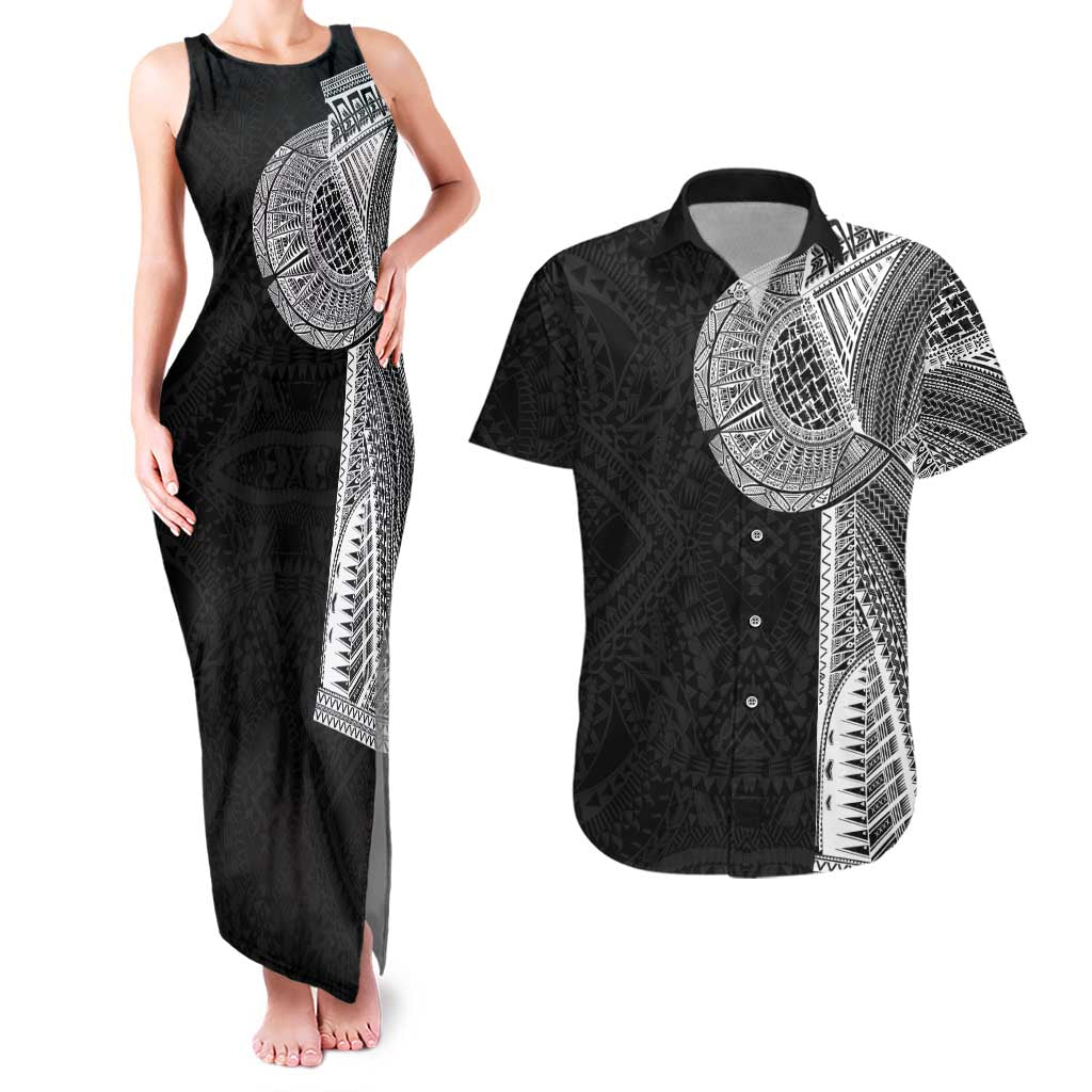 Samoan Tatau Couples Matching Tank Maxi Dress and Hawaiian Shirt Art Tribal Traditional Tattoos - Polynesian Pride