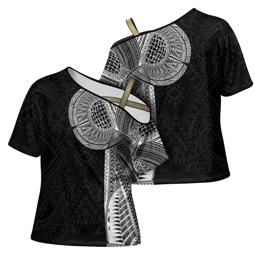 Samoan Tatau Cross Shoulder Shirt Art Tribal Traditional Tattoos - Polynesian Pride