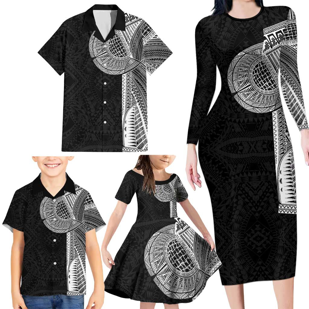 Samoan Tatau Family Matching Long Sleeve Bodycon Dress and Hawaiian Shirt Art Tribal Traditional Tattoos LT03 - Polynesian Pride