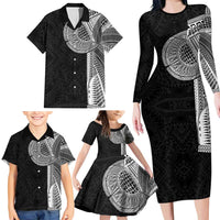 Samoan Tatau Family Matching Long Sleeve Bodycon Dress and Hawaiian Shirt Art Tribal Traditional Tattoos LT03 - Polynesian Pride