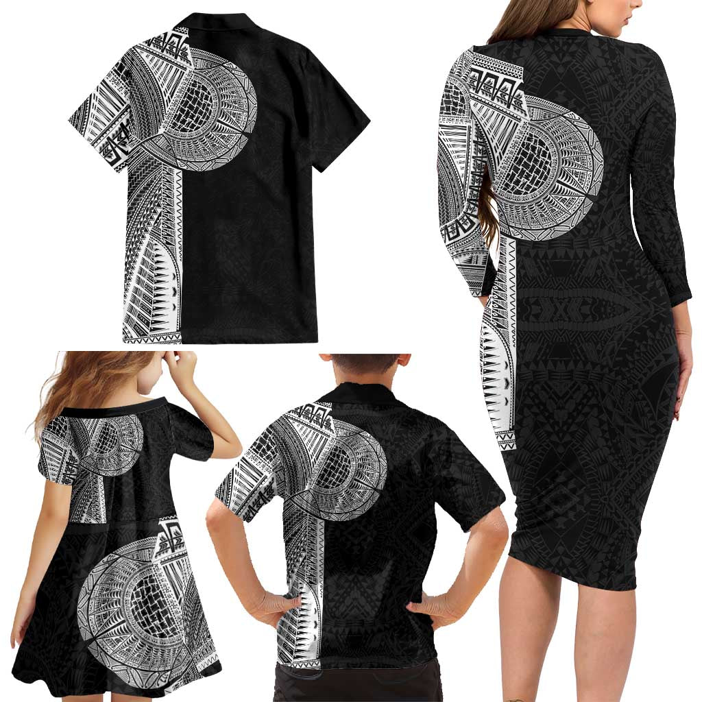 Samoan Tatau Family Matching Long Sleeve Bodycon Dress and Hawaiian Shirt Art Tribal Traditional Tattoos LT03 - Polynesian Pride
