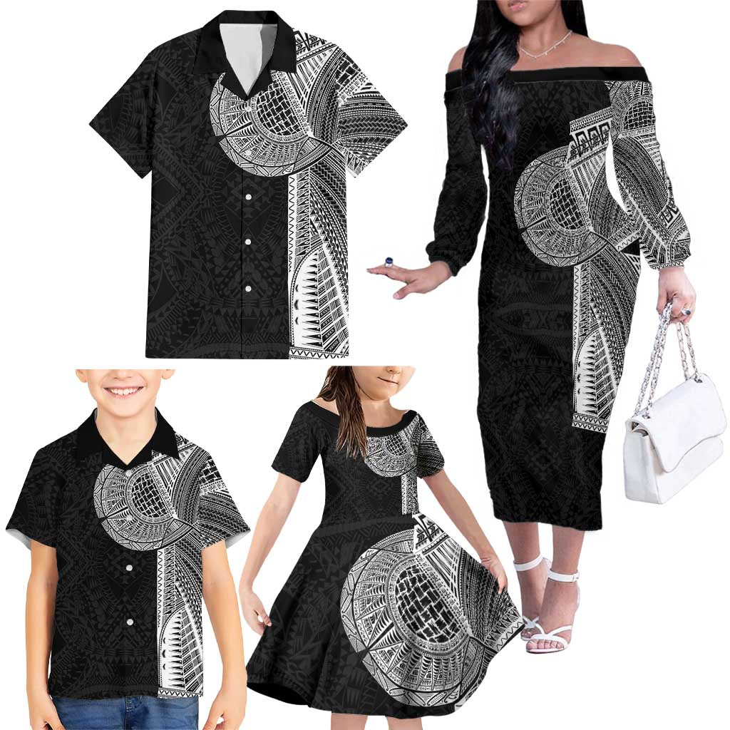 Samoan Tatau Family Matching Off The Shoulder Long Sleeve Dress and Hawaiian Shirt Art Tribal Traditional Tattoos LT03 - Polynesian Pride