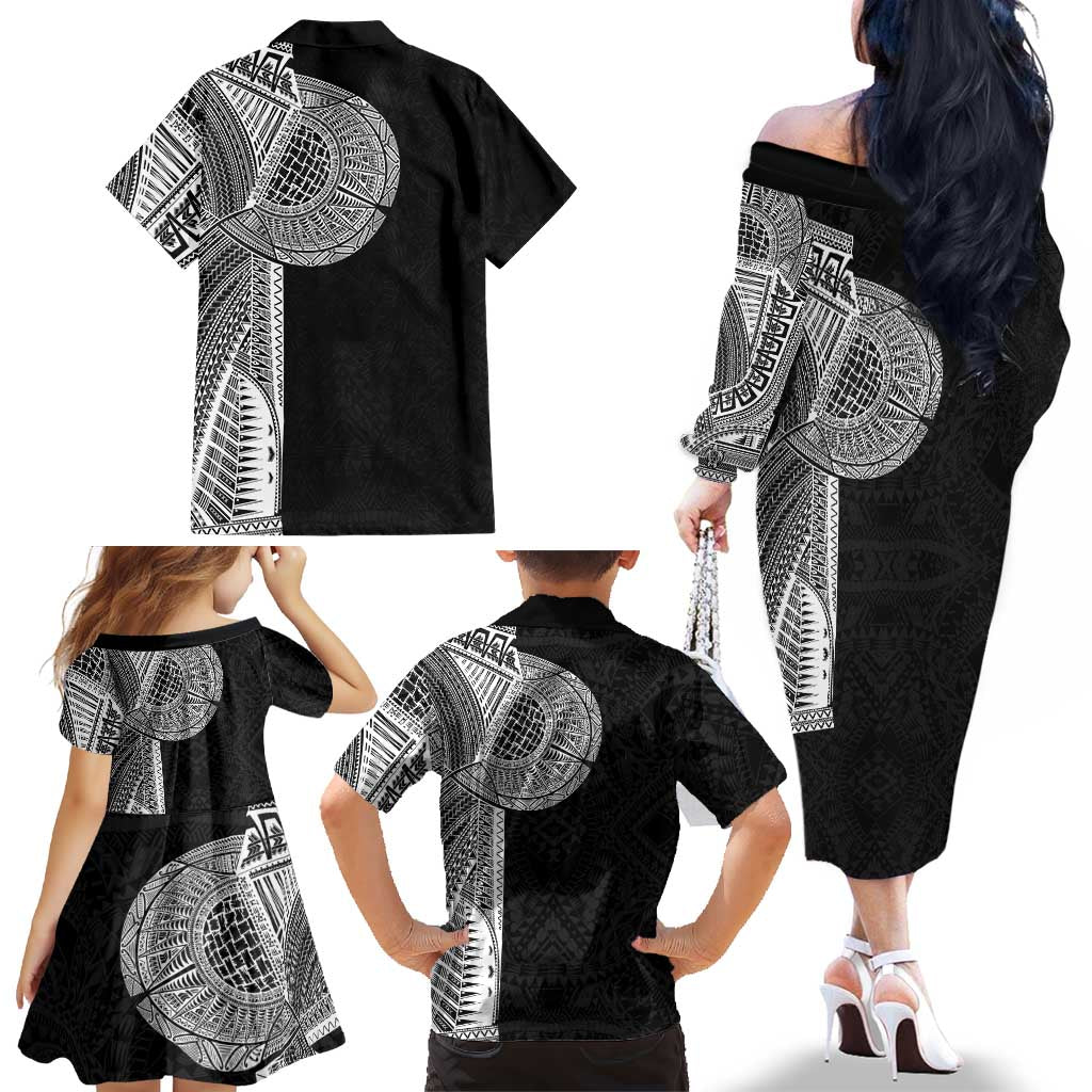 Samoan Tatau Family Matching Off The Shoulder Long Sleeve Dress and Hawaiian Shirt Art Tribal Traditional Tattoos LT03 - Polynesian Pride
