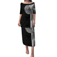 Samoan Tatau Family Matching Puletasi and Hawaiian Shirt Art Tribal Traditional Tattoos LT03 Mom's Dress Black - Polynesian Pride