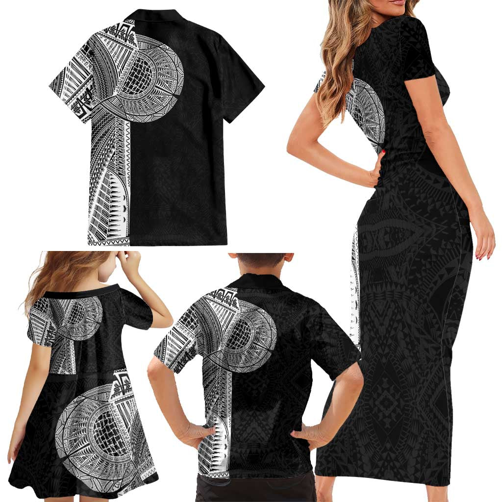 Samoan Tatau Family Matching Short Sleeve Bodycon Dress and Hawaiian Shirt Art Tribal Traditional Tattoos LT03 - Polynesian Pride