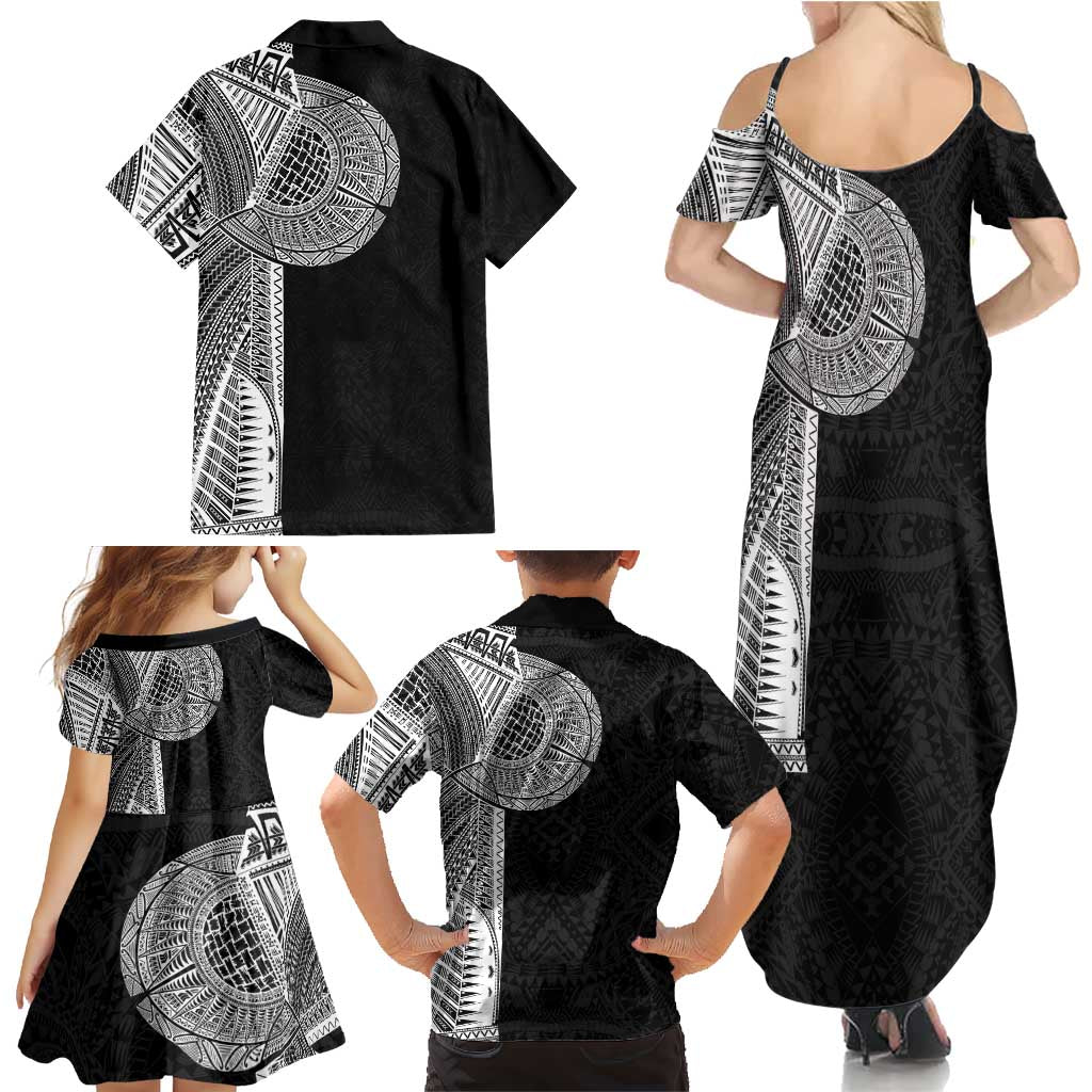Samoan Tatau Family Matching Summer Maxi Dress and Hawaiian Shirt Art Tribal Traditional Tattoos LT03 - Polynesian Pride