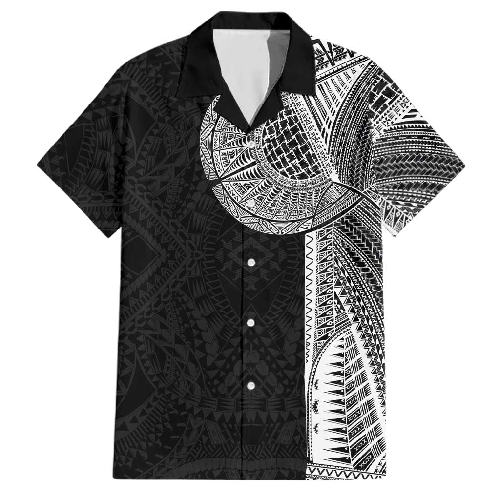 Samoan Tatau Family Matching Summer Maxi Dress and Hawaiian Shirt Art Tribal Traditional Tattoos LT03 Dad's Shirt - Short Sleeve Black - Polynesian Pride