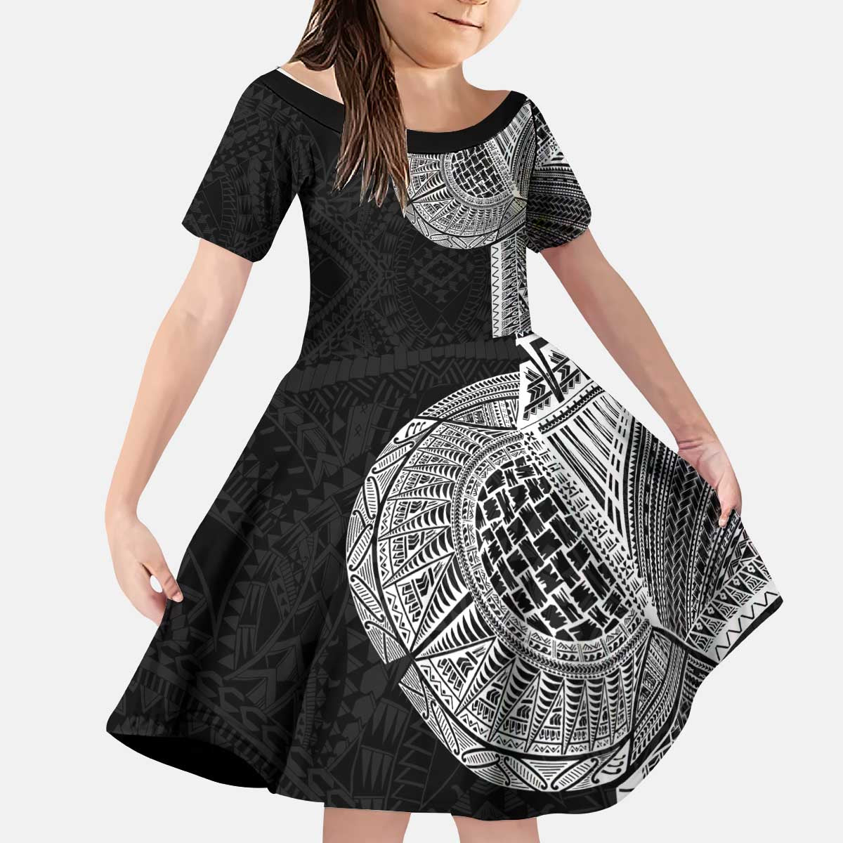Samoan Tatau Kid Short Sleeve Dress Art Tribal Traditional Tattoos - Polynesian Pride