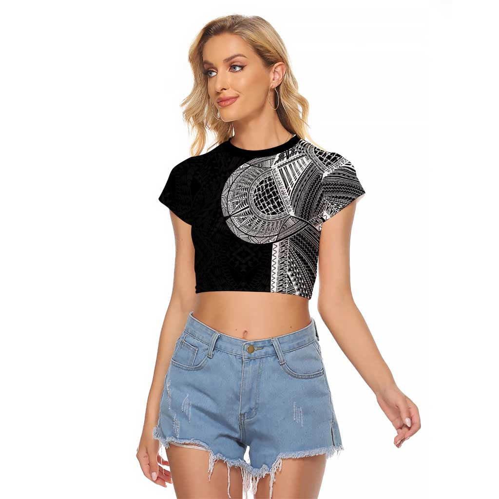 Samoan Tatau Raglan Cropped T Shirt Art Tribal Traditional Tattoos - Polynesian Pride