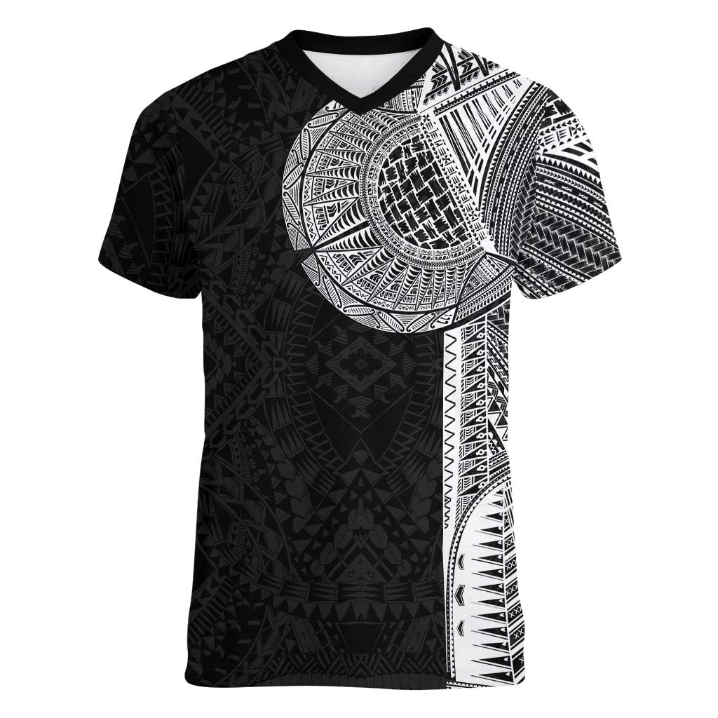 Samoan Tatau Women V-Neck T-Shirt Art Tribal Traditional Tattoos - Polynesian Pride