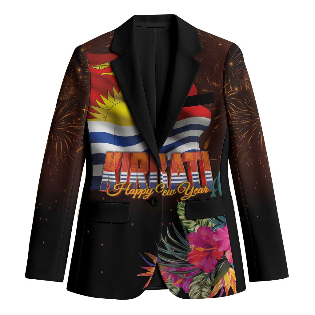 Kiribati Flag and Fireworks Blazer First Place Welcome the New Year LT03 Unisex Black - Polynesian Pride
