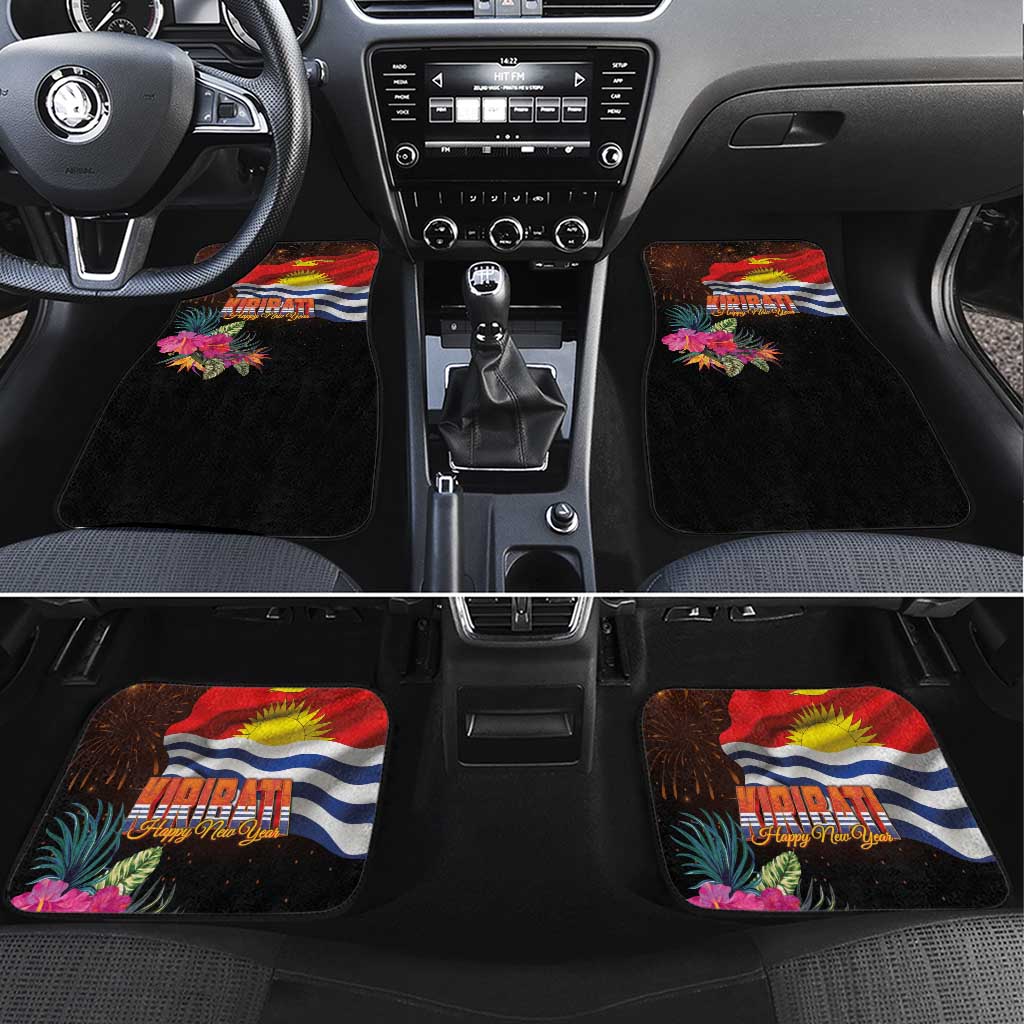Kiribati Flag and Fireworks Car Mats First Place Welcome the New Year LT03 Set 4pcs Black - Polynesian Pride