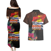 Kiribati Flag and Fireworks Couples Matching Puletasi and Hawaiian Shirt First Place Welcome the New Year - Polynesian Pride