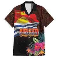 Kiribati Flag and Fireworks Family Matching Off The Shoulder Long Sleeve Dress and Hawaiian Shirt First Place Welcome the New Year LT03 Dad's Shirt - Short Sleeve Black - Polynesian Pride