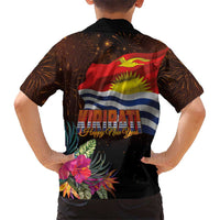 Kiribati Flag and Fireworks Family Matching Off Shoulder Maxi Dress and Hawaiian Shirt First Place Welcome the New Year LT03 - Polynesian Pride