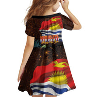 Kiribati Flag and Fireworks Family Matching Off Shoulder Short Dress and Hawaiian Shirt First Place Welcome the New Year LT03 - Polynesian Pride