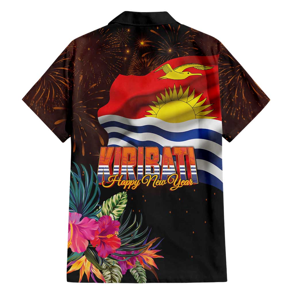 Kiribati Flag and Fireworks Family Matching Off Shoulder Short Dress and Hawaiian Shirt First Place Welcome the New Year LT03 - Polynesian Pride
