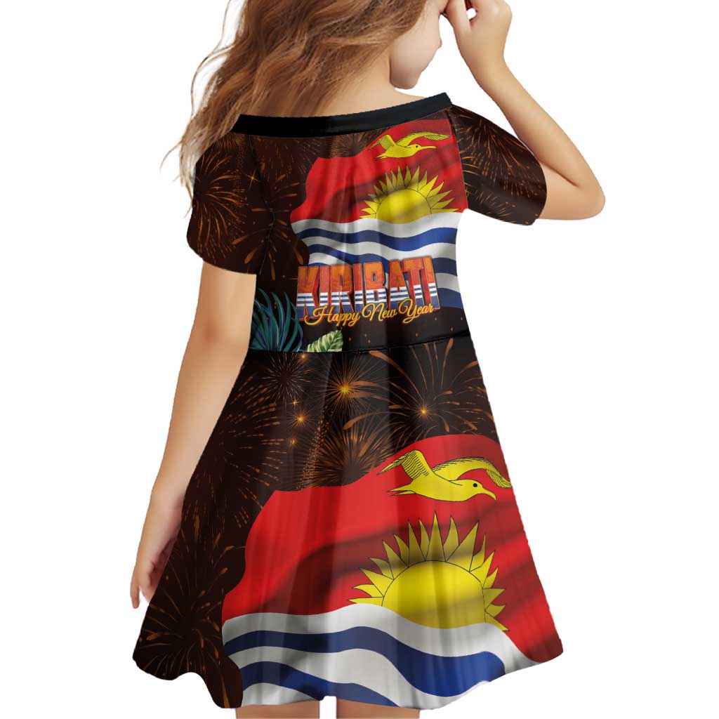 Kiribati Flag and Fireworks Family Matching Summer Maxi Dress and Hawaiian Shirt First Place Welcome the New Year LT03 - Polynesian Pride