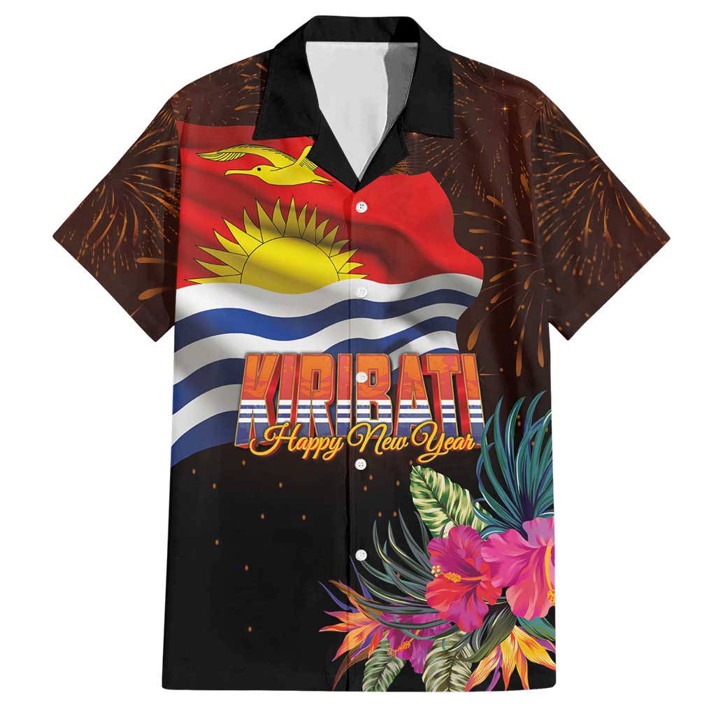 Kiribati Flag and Fireworks Hawaiian Shirt First Place Welcome the New Year - Polynesian Pride