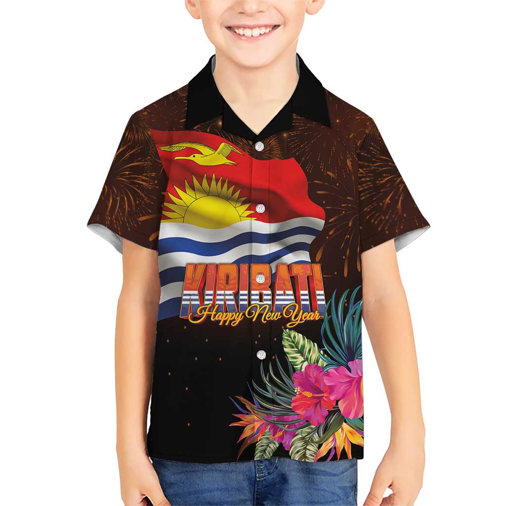 Kiribati Flag and Fireworks Hawaiian Shirt First Place Welcome the New Year - Polynesian Pride