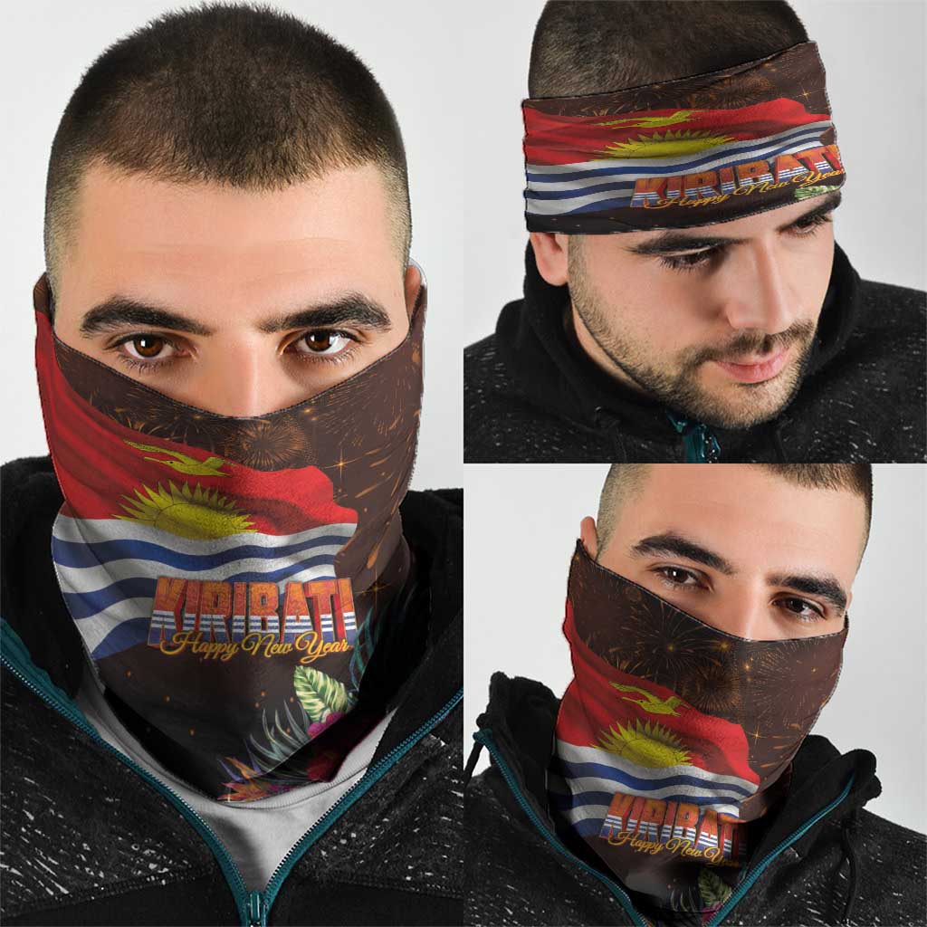 Kiribati Flag and Fireworks Neck Gaiter First Place Welcome the New Year - Polynesian Pride