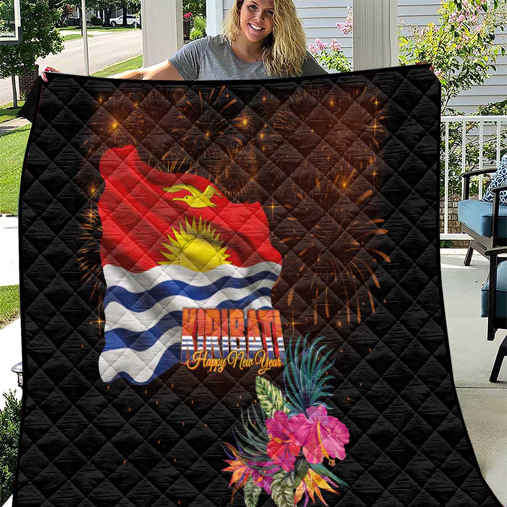 Kiribati Flag and Fireworks Quilt First Place Welcome the New Year LT03 Black - Polynesian Pride
