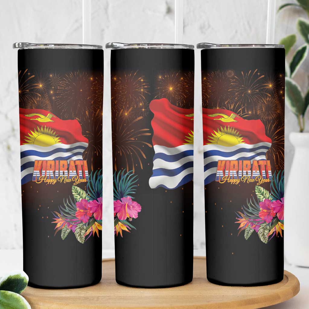 Kiribati Flag and Fireworks Skinny Tumbler First Place Welcome the New Year LT03 - Polynesian Pride