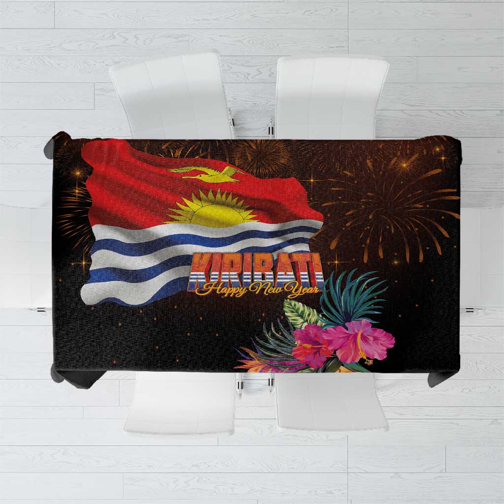 Kiribati Flag and Fireworks Tablecloth First Place Welcome the New Year LT03 Black - Polynesian Pride
