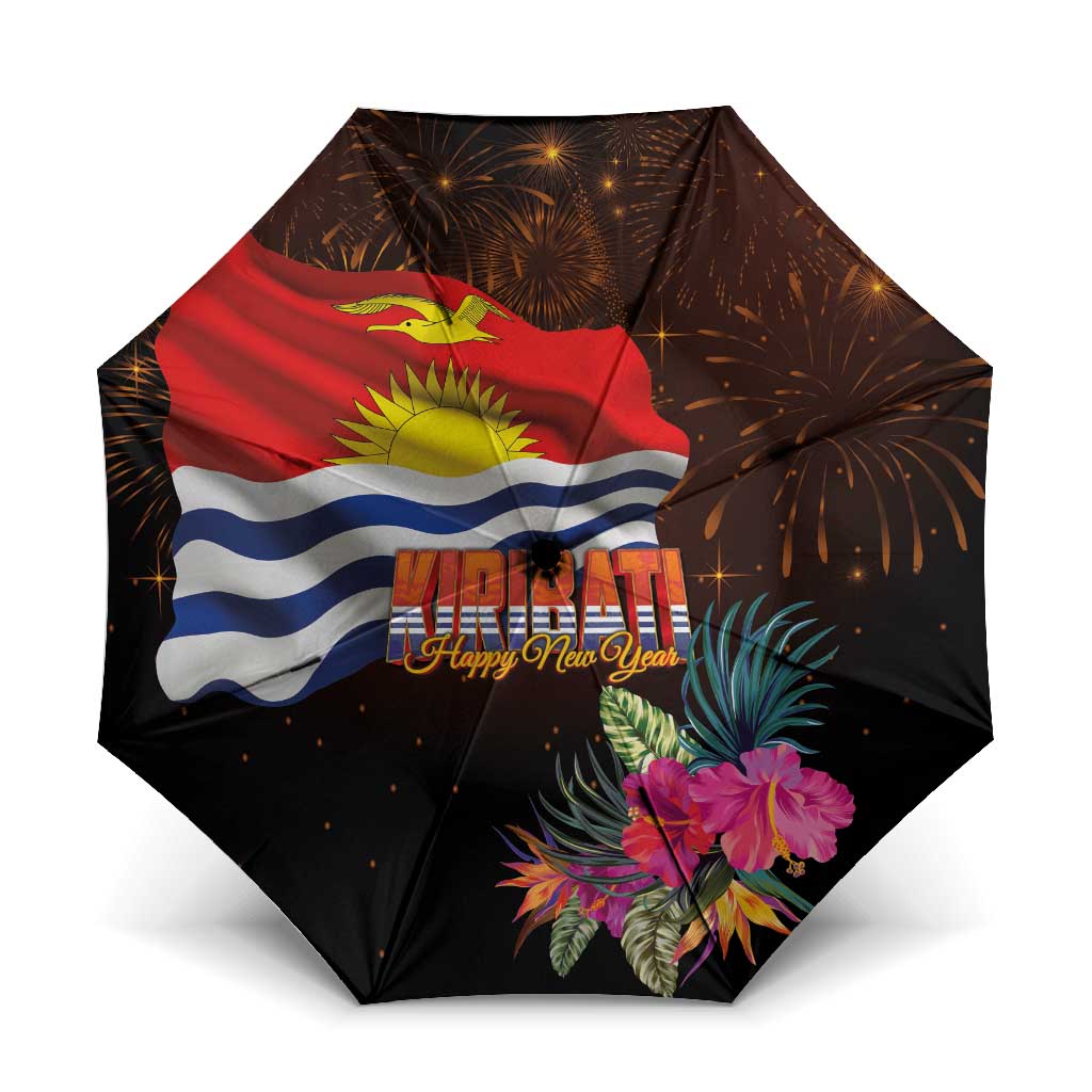 Kiribati Flag and Fireworks Umbrella First Place Welcome the New Year LT03 One Size Folded 11.42 inch Opened Diameter 37.4 inch Black - Polynesian Pride