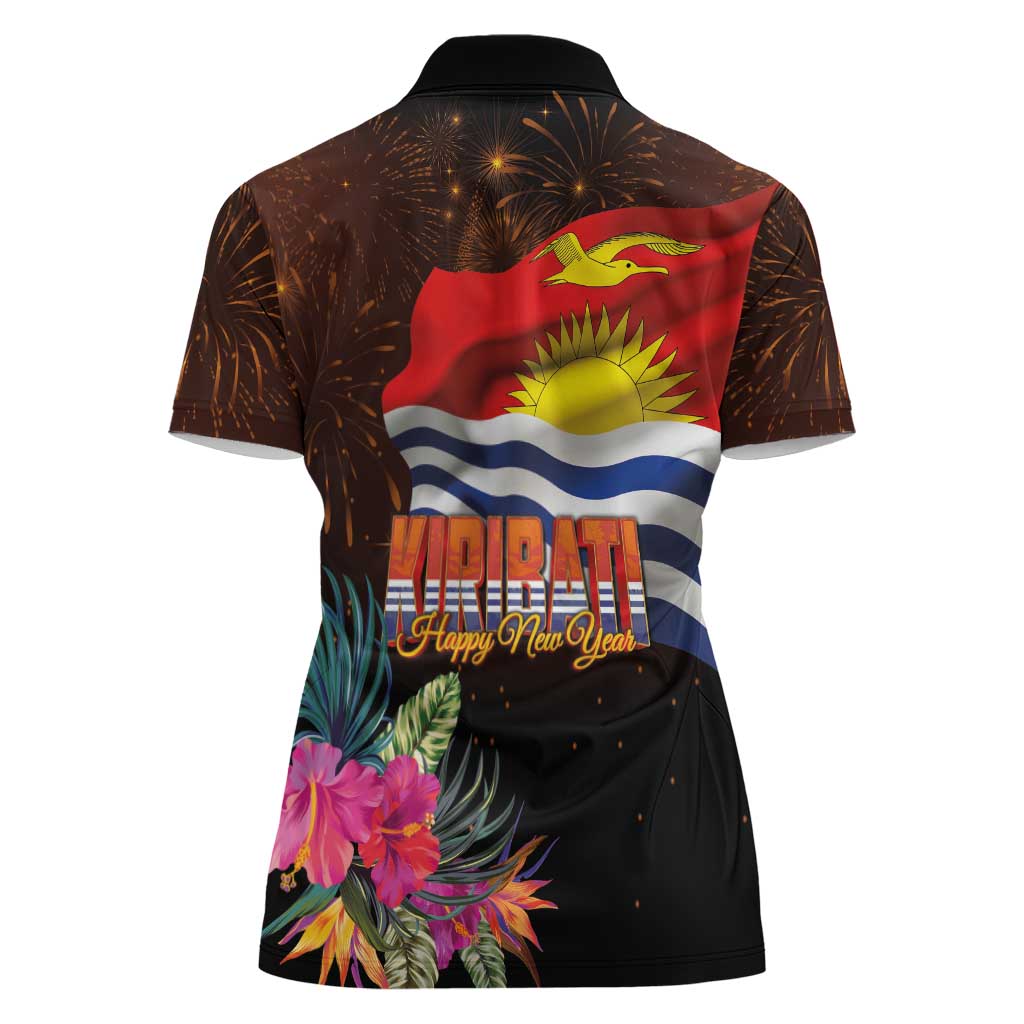 Kiribati Flag and Fireworks Women Polo Shirt First Place Welcome the New Year - Polynesian Pride