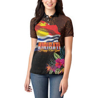 Kiribati Flag and Fireworks Women Polo Shirt First Place Welcome the New Year - Polynesian Pride