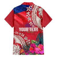Personalised Haiti Coat Of Arms Family Matching Tank Maxi Dress and Hawaiian Shirt Repiblik d Ayiti Tropical Flower Red Polynesian Pattern LT03 - Polynesian Pride