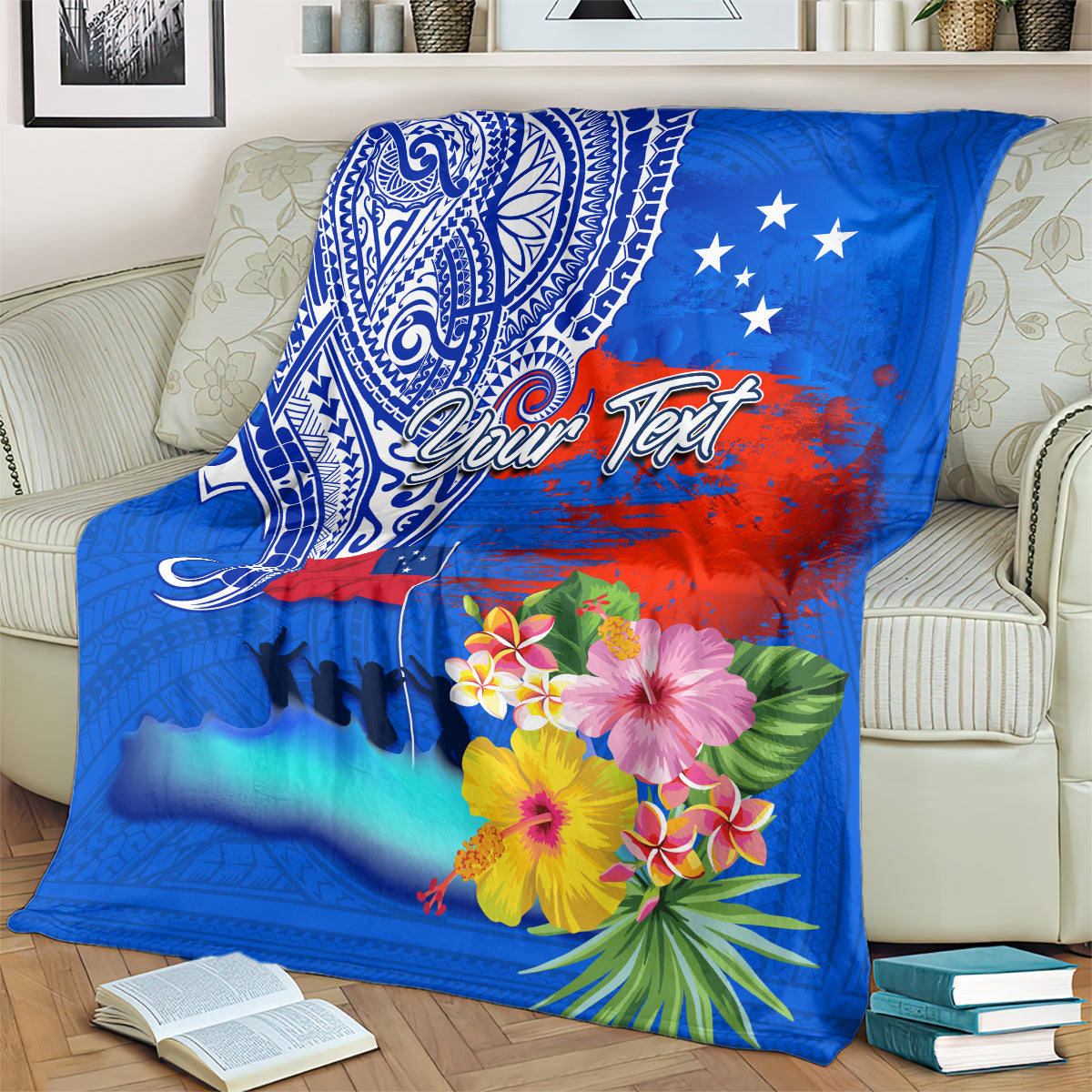 Personalised Samoa 62nd Anniversary Independence Day Blanket Samoan Tribal Flag Style LT03 - Polynesian Pride