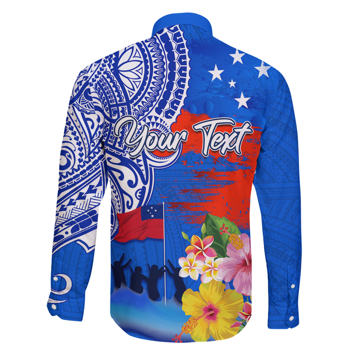 Personalised Samoa 62nd Anniversary Independence Day Family Matching Off Shoulder Maxi Dress and Hawaiian Shirt Samoan Tribal Flag Style LT03 - Polynesian Pride
