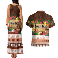 Pasifika Festival Auckland Couples Matching Tank Maxi Dress and Hawaiian Shirt Polynesian Tribal with Pacific Pattern Brown Color LT03 - Polynesian Pride