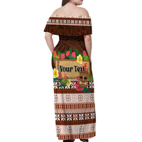 Pasifika Festival Auckland Off Shoulder Maxi Dress Polynesian Tribal with Pacific Pattern Brown Color LT03 - Polynesian Pride