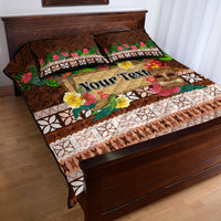 Pasifika Festival Auckland Quilt Bed Set Polynesian Tribal with Pacific Pattern Brown Color