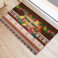 Pasifika Festival Auckland Rubber Doormat Polynesian Tribal with Pacific Pattern Brown Color