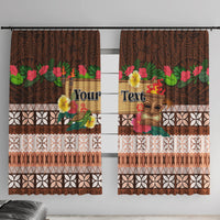 Pasifika Festival Auckland Window Curtain Polynesian Tribal with Pacific Pattern Brown Color