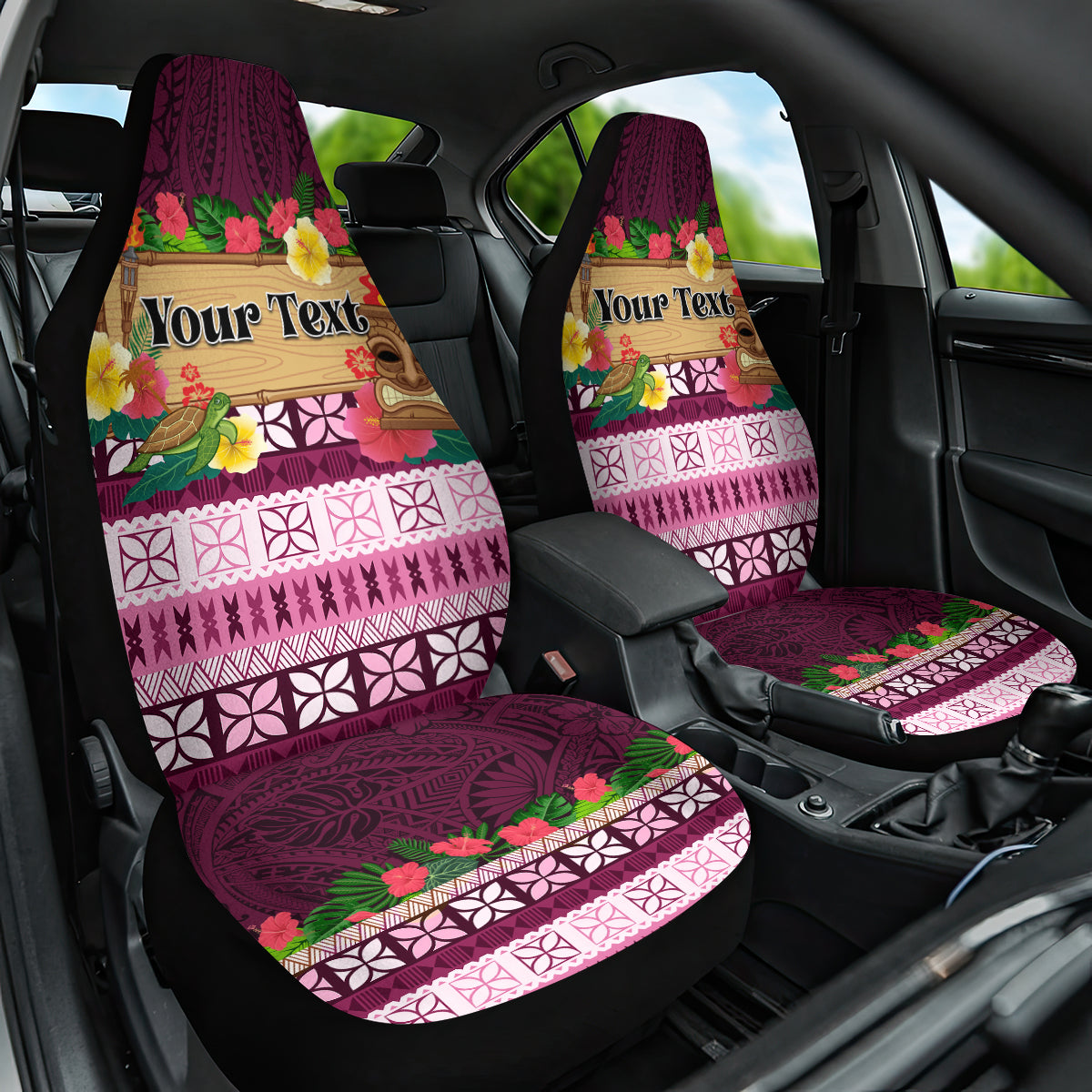 Pasifika Festival Auckland Car Seat Cover Polynesian Tribal with Pacific Pattern Pink Color LT03 One Size Pink - Polynesian Pride