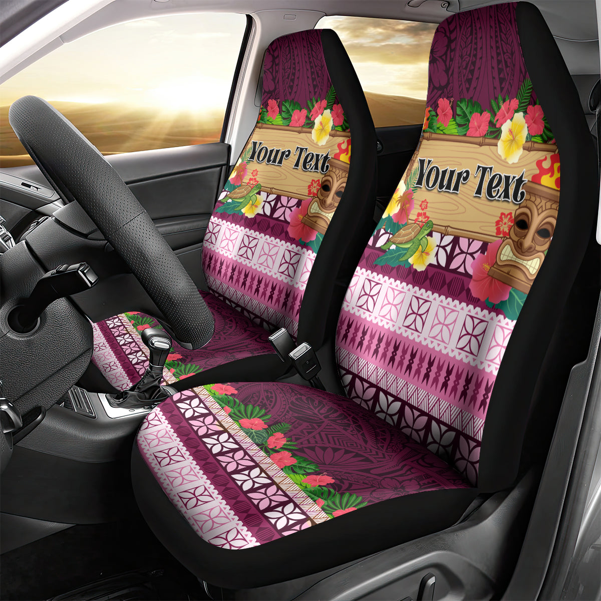 Pasifika Festival Auckland Car Seat Cover Polynesian Tribal with Pacific Pattern Pink Color LT03 - Polynesian Pride