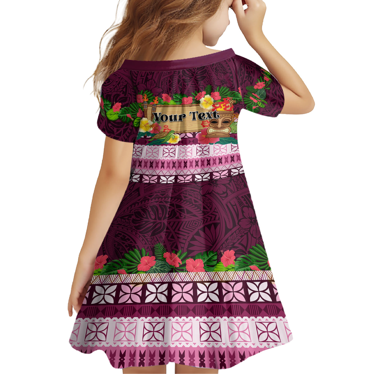 Pasifika Festival Auckland Family Matching Short Sleeve Bodycon Dress and Hawaiian Shirt Polynesian Tribal with Pacific Pattern Pink Color LT03 - Polynesian Pride