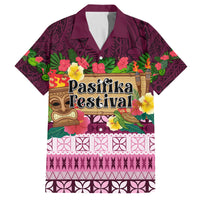Pasifika Festival Auckland Family Matching Tank Maxi Dress and Hawaiian Shirt Polynesian Tribal with Pacific Pattern Pink Color LT03 Dad's Shirt - Short Sleeve Pink - Polynesian Pride