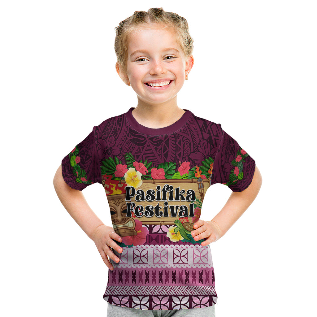 Pasifika Festival Auckland Kid T Shirt Polynesian Tribal with Pacific Pattern Pink Color LT03 Pink - Polynesian Pride