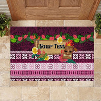 Pasifika Festival Auckland Rubber Doormat Polynesian Tribal with Pacific Pattern Pink Color