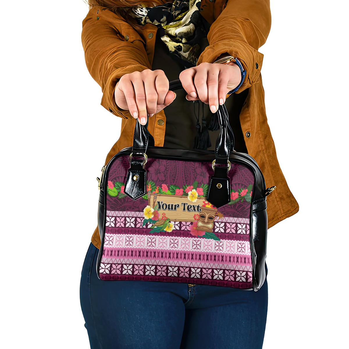 Pasifika Festival Auckland Shoulder Handbag Polynesian Tribal with Pacific Pattern Pink Color LT03 One Size Pink - Polynesian Pride